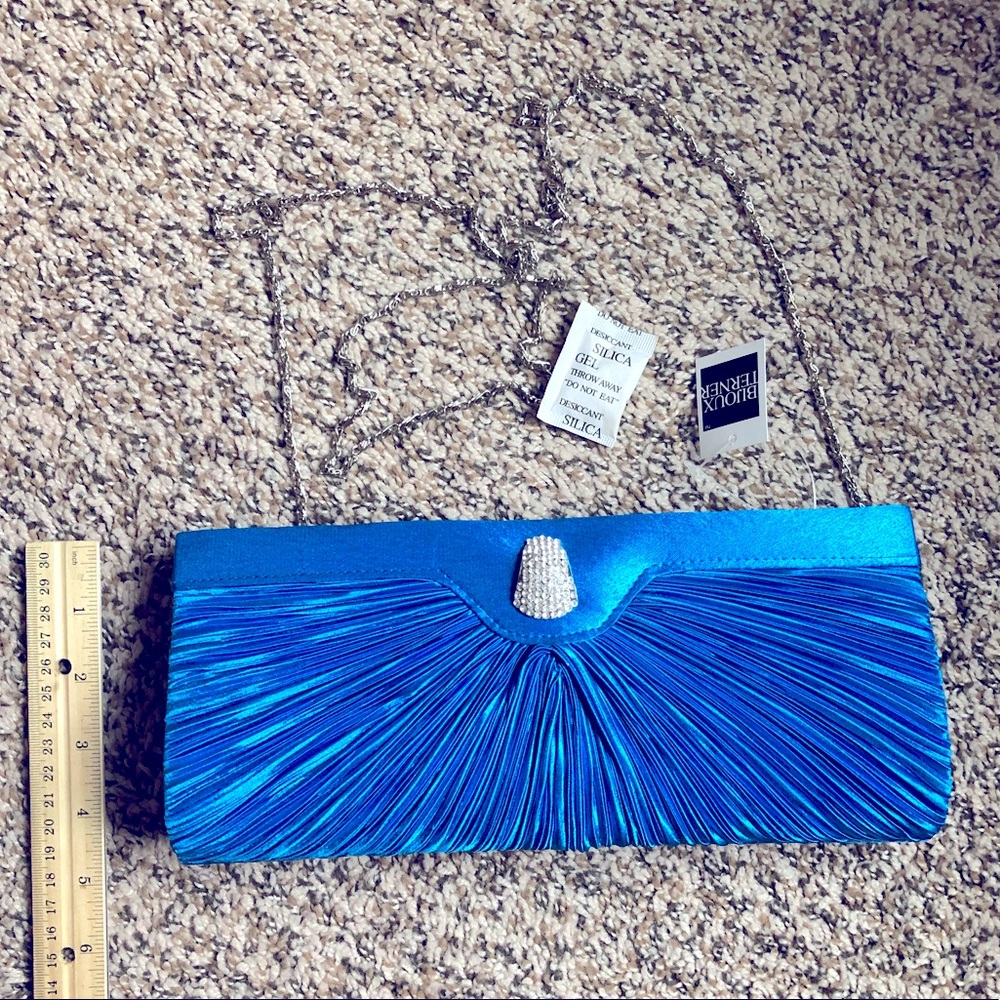 NWT Sky Blue Clutch W/ Sterling Silver Chains